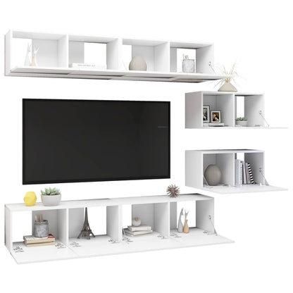 vidaXL Meuble TV 6 pièces blanc en bois d'ingénierie