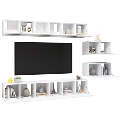 vidaXL Meubles TV 8 pcs Blanc Bois d'ingénierie