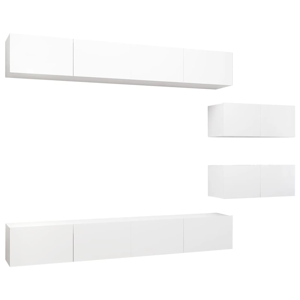 vidaXL Meuble TV 6 pièces blanc en bois d'ingénierie