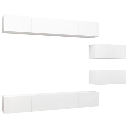 vidaXL Meuble TV 6 pièces blanc en bois d'ingénierie