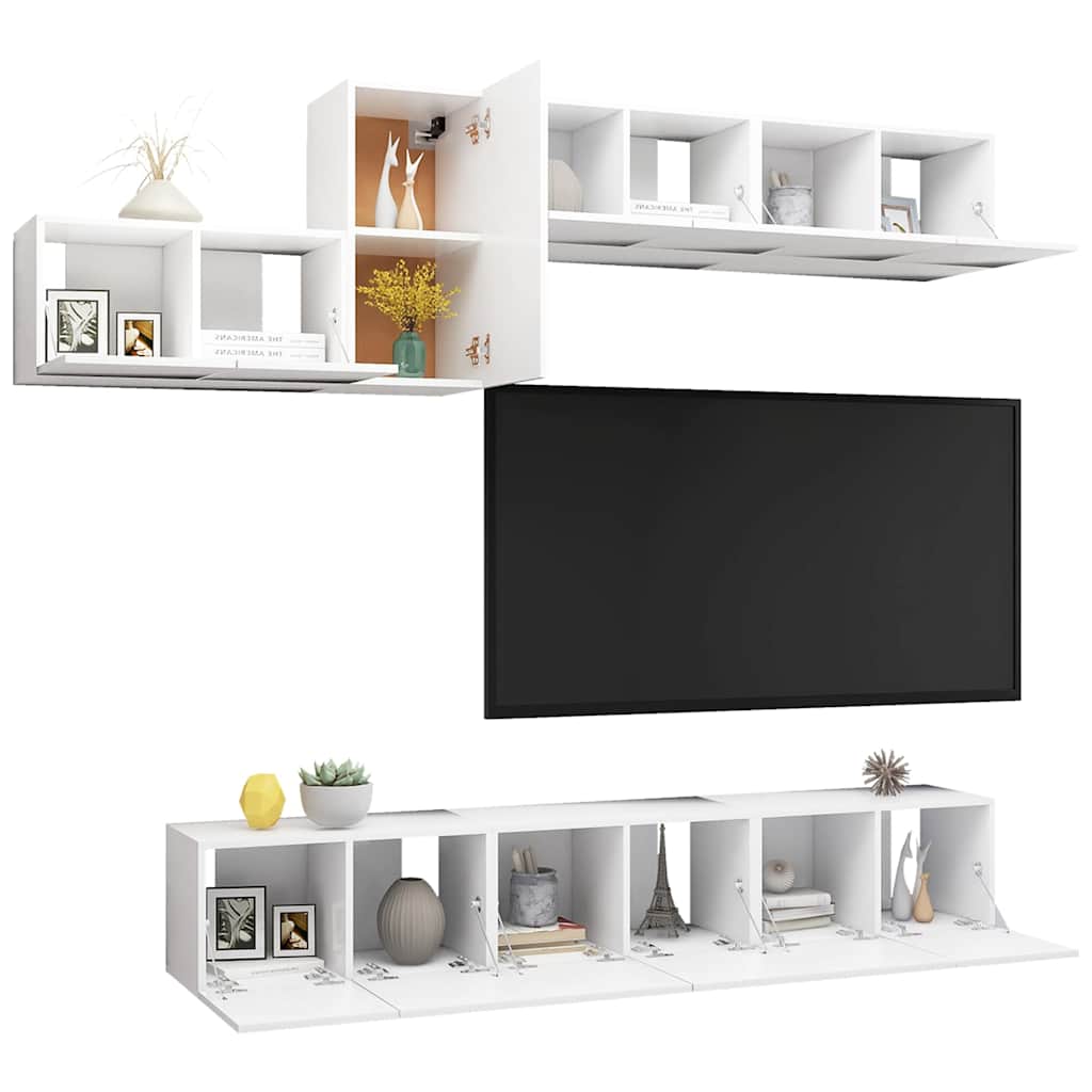 vidaXL Ensemble de 7 meubles TV blanc en bois d'ingénierie