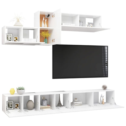 vidaXL Meuble TV 6 pièces blanc en bois d'ingénierie