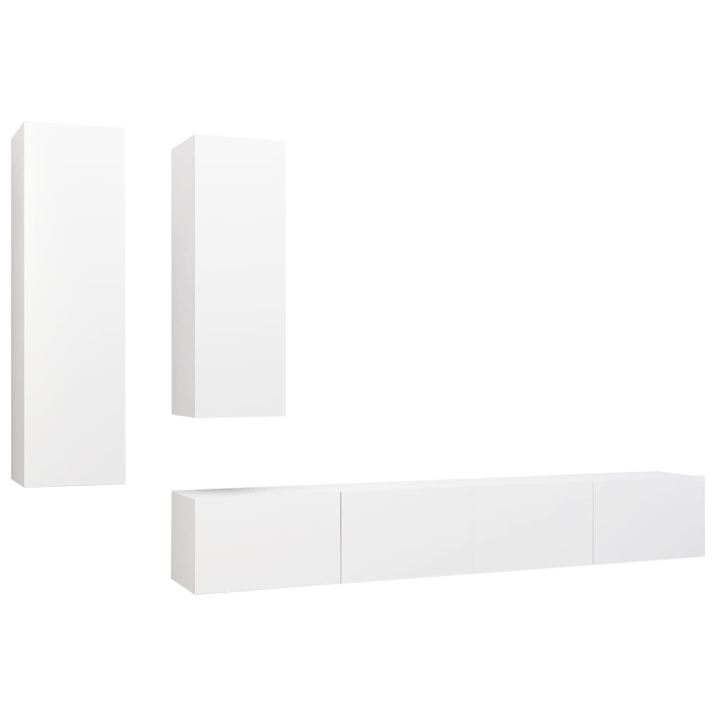 vidaXL Ensemble de meubles TV 4 pcs Blanc Bois d'ingénierie