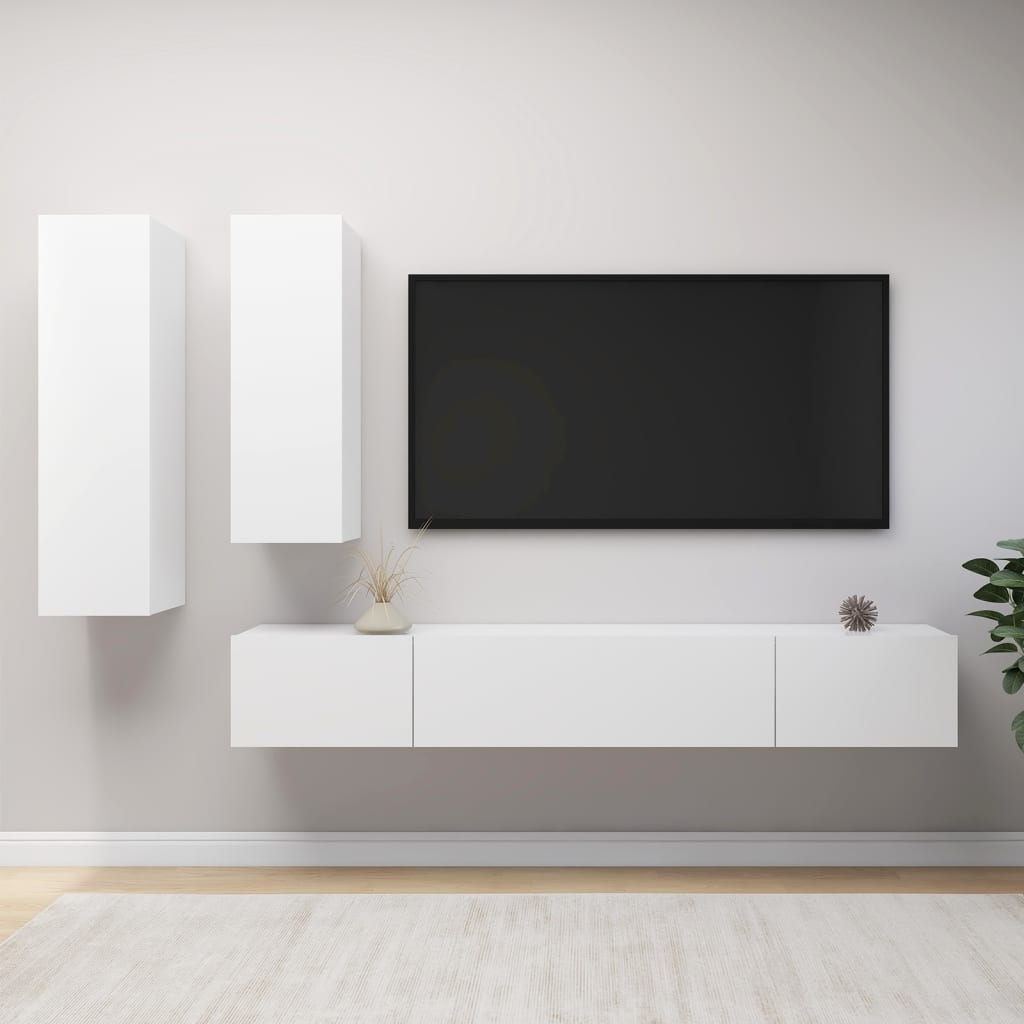 vidaXL Ensemble de meubles TV 4 pcs Blanc Bois d'ingénierie