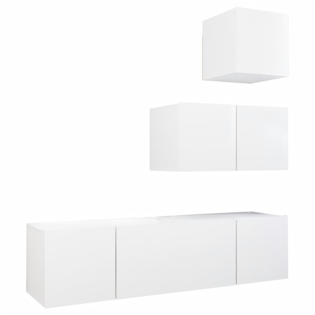 vidaXL Ensemble de 4 meubles TV Blanc Bois d'ingénierie