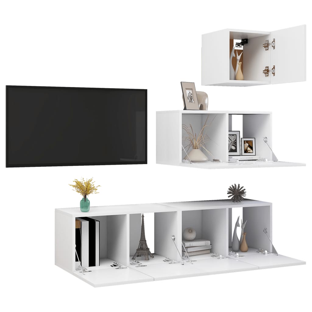 vidaXL Ensemble de 4 meubles TV Blanc Bois d'ingénierie