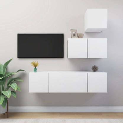 vidaXL Ensemble de 4 meubles TV Blanc Bois d'ingénierie
