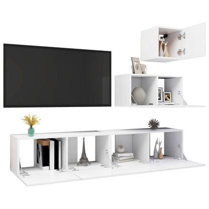 vidaXL Ensemble de meubles TV 4 pcs Blanc Bois d'ingénierie