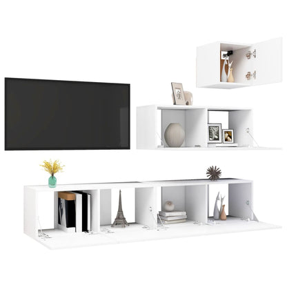 vidaXL Ensemble de meubles TV 4 pcs Blanc Bois d'ingénierie