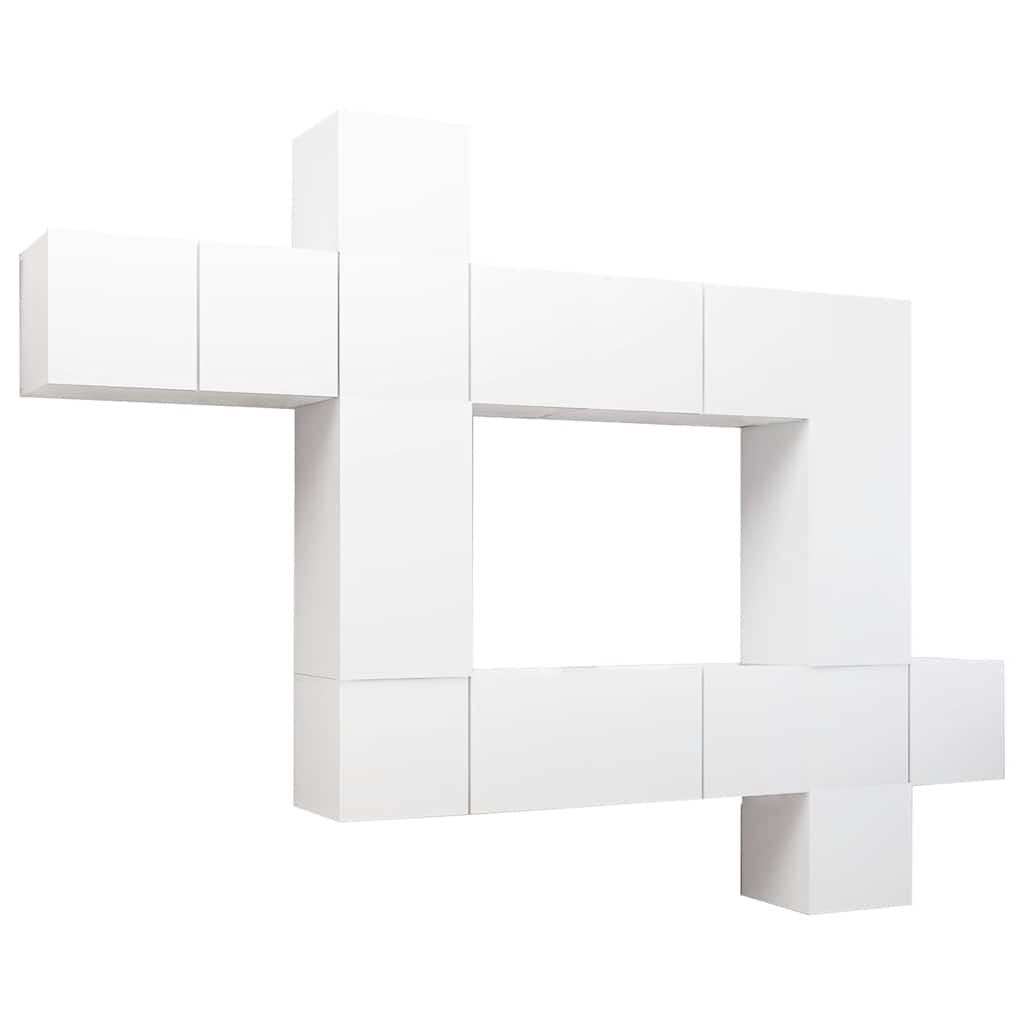 vidaXL Meuble TV 10 pièces Blanc Bois d'ingénierie