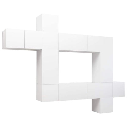 vidaXL Meuble TV 10 pièces Blanc Bois d'ingénierie