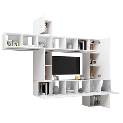 vidaXL Meuble TV 10 pièces Blanc Bois d'ingénierie