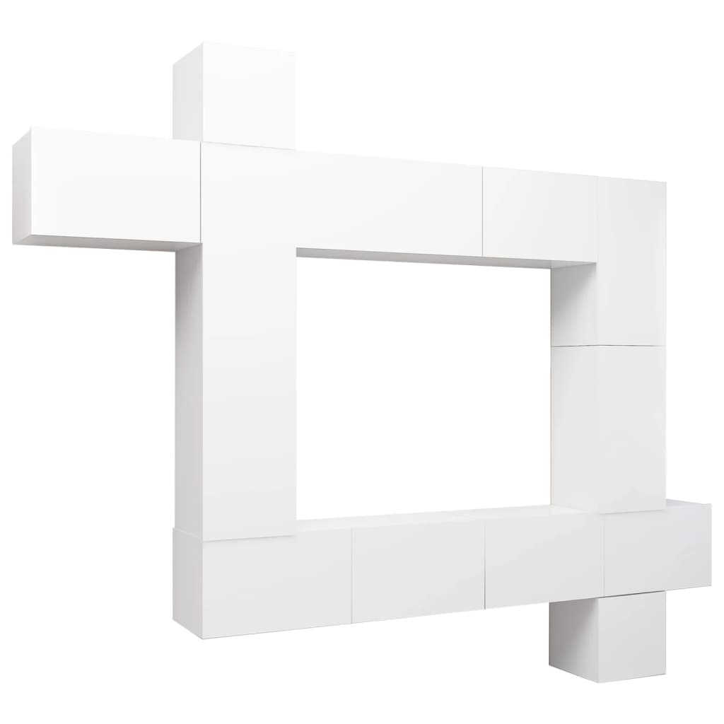 vidaXL Meuble TV, 9 pcs, Blanc, Bois d'ingénierie