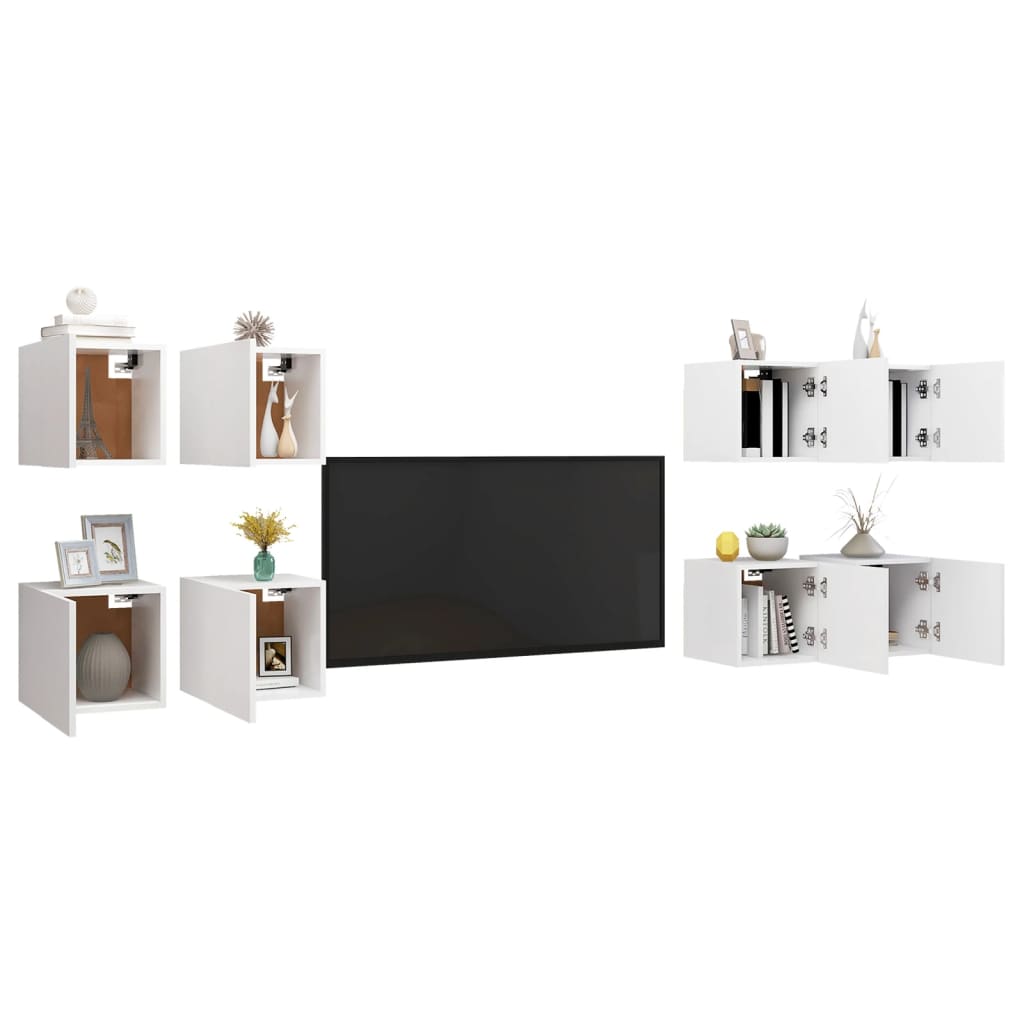 vidaXL Meubles TV muraux 8 pcs Blanc 30,5x30x30 cm