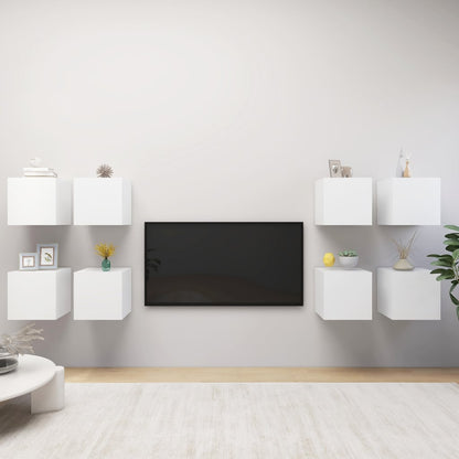 vidaXL Meubles TV muraux 8 pcs Blanc 30,5x30x30 cm