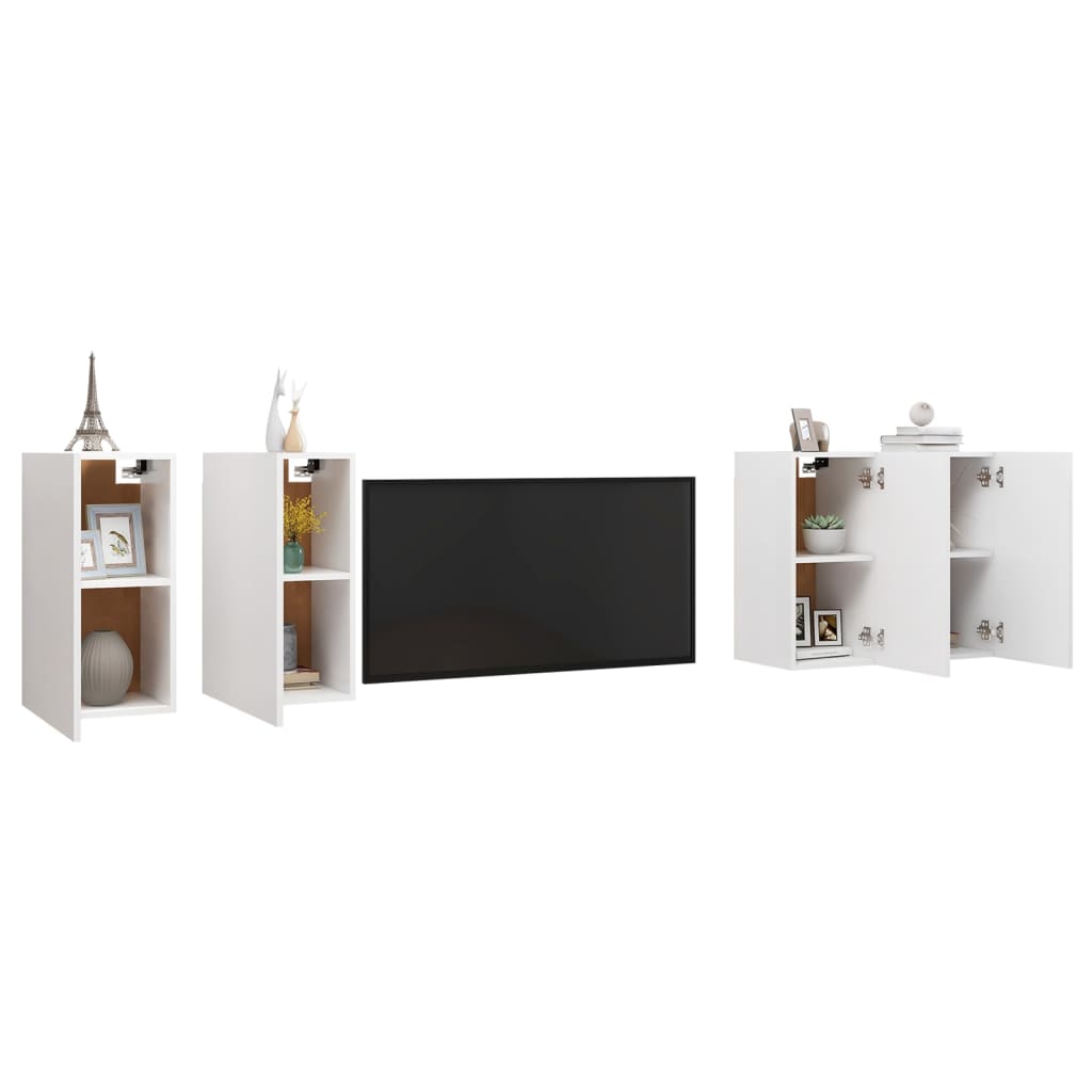 vidaXL Meubles TV 4 pcs Blanc 30,5x30x60 cm Aggloméré