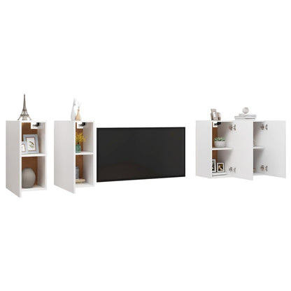 vidaXL Meubles TV 4 pcs Blanc 30,5x30x60 cm Aggloméré