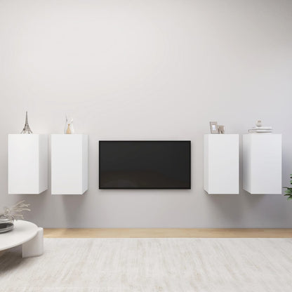 vidaXL Meubles TV 4 pcs Blanc 30,5x30x60 cm Aggloméré
