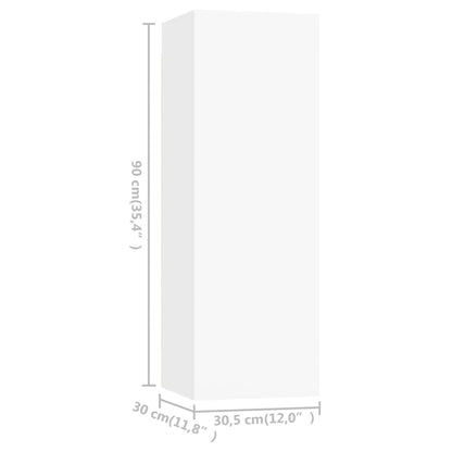 vidaXL Meubles TV 4 pcs Blanc 30,5x30x90 cm Bois d'ingénierie