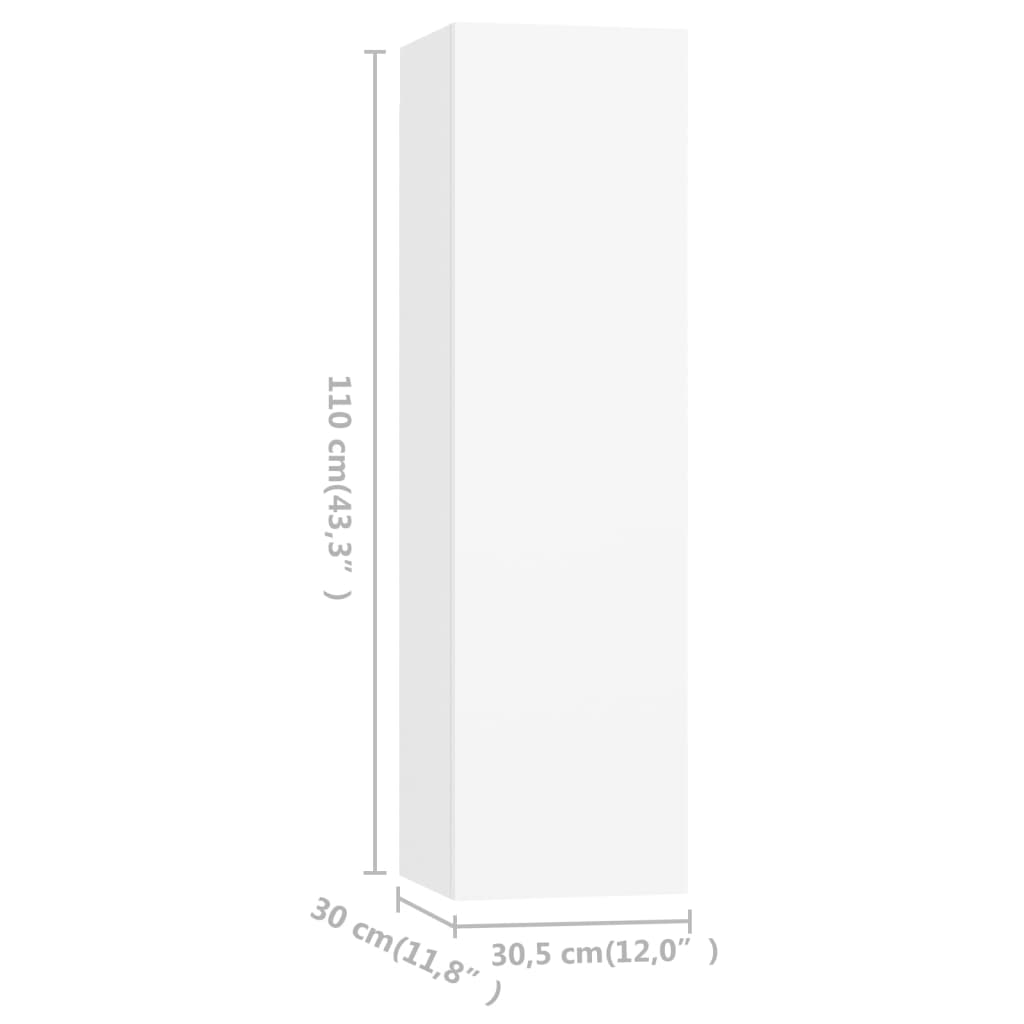 vidaXL Meubles TV 4 pcs Blanc 30,5x30x110 cm Bois d'ingénierie
