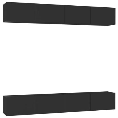 vidaXL Meubles TV 4 pcs Noir 100x30x30 cm Aggloméré