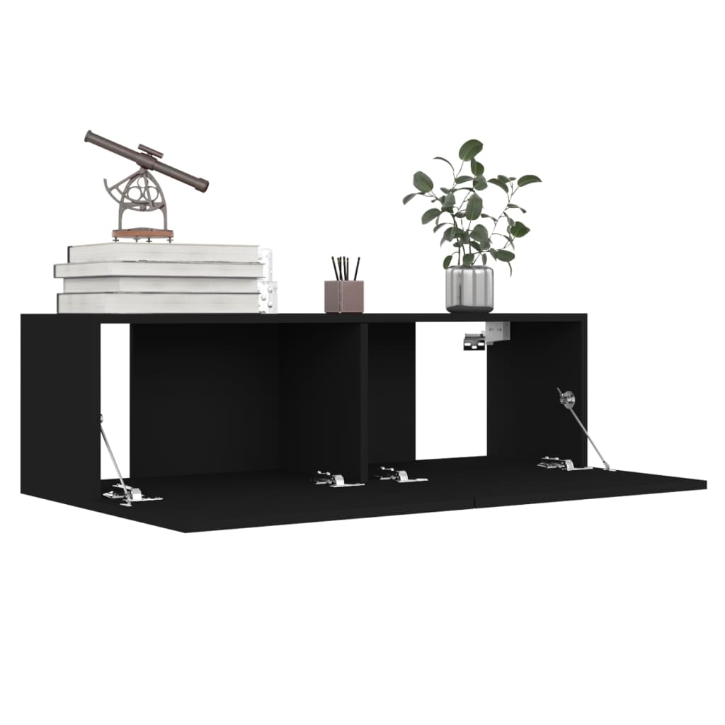 vidaXL Meubles TV 4 pcs Noir 100x30x30 cm Aggloméré