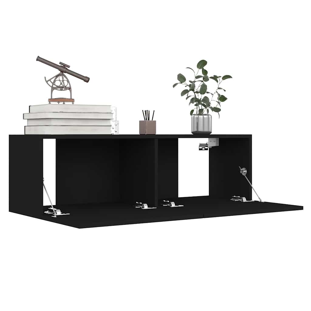 vidaXL Meuble TV, 4 pcs, Noir, Aggloméré