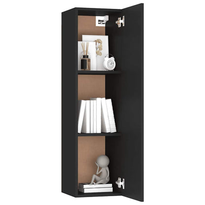 vidaXL Meuble TV, 4 pcs, Noir, Aggloméré