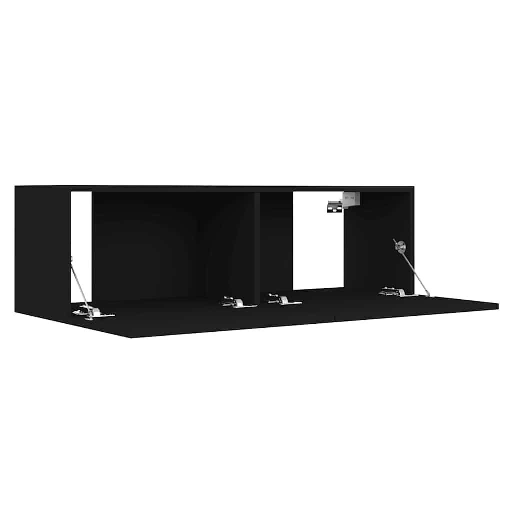 vidaXL Meuble TV 3 pcs Noir Bois d'ingénierie
