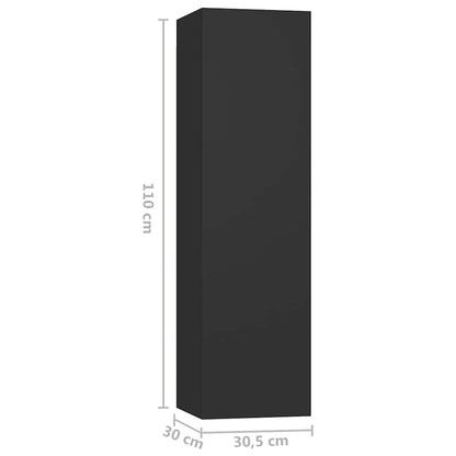 vidaXL Meuble TV 3 pcs Noir Bois d'ingénierie