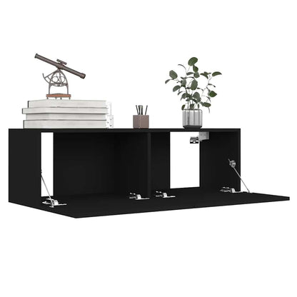vidaXL Meuble TV, 4 pcs, noir, bois d'ingénierie