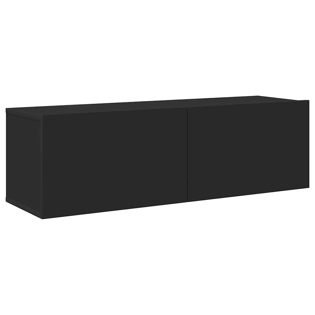 vidaXL Meuble TV, 4 pcs, noir, bois d'ingénierie