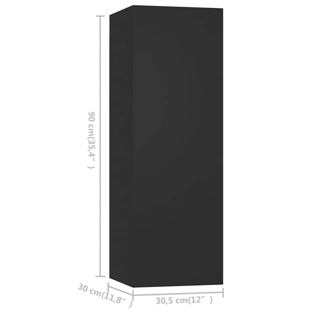 vidaXL Meuble TV 8 pcs Noir Aggloméré