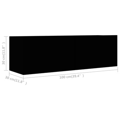 vidaXL 2-tlg. TV-Schrank-Set Schwarz Holzwerkstoff
