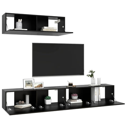 vidaXL Meubles TV 3 pcs Noir Aggloméré