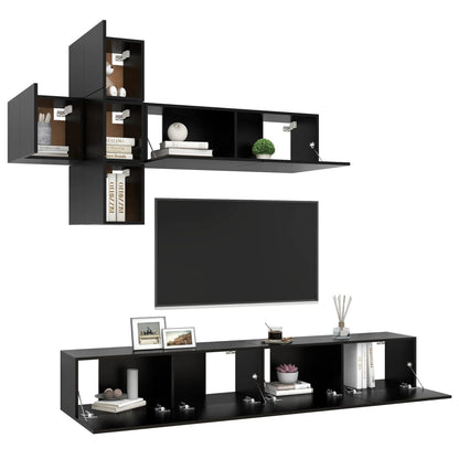 vidaXL Ensemble de 7 meubles TV noir en bois d'ingénierie