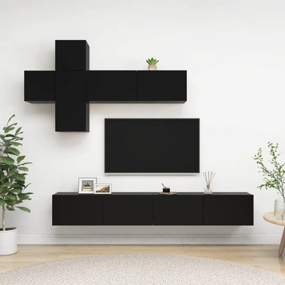 vidaXL Ensemble de 7 meubles TV noir en bois d'ingénierie