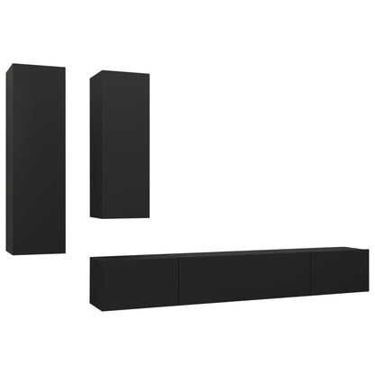 vidaXL Meuble TV, 4 pcs, Noir, Aggloméré