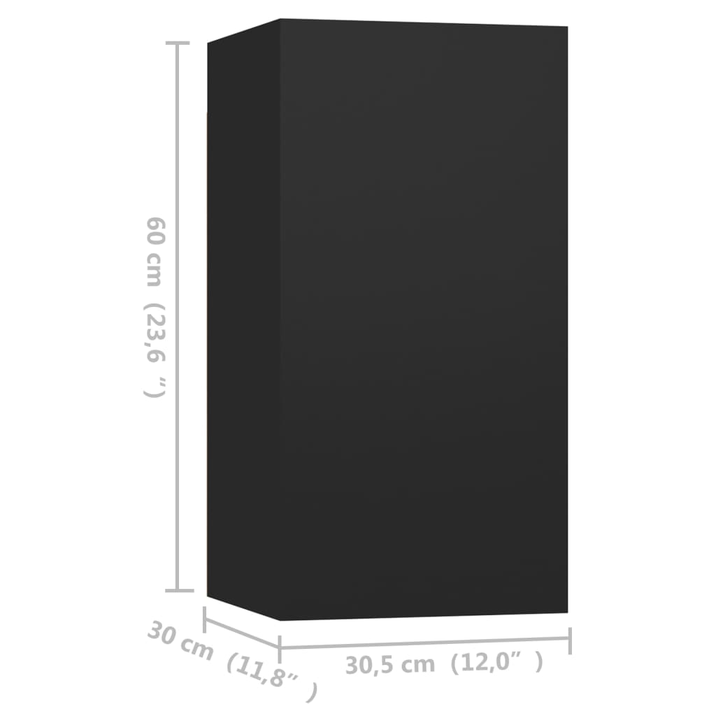 vidaXL Meubles TV 4 pcs Noir 30,5x30x60 cm Bois d'ingénierie