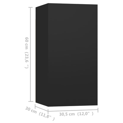 vidaXL Meubles TV 4 pcs Noir 30,5x30x60 cm Bois d'ingénierie