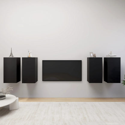 vidaXL Meubles TV 4 pcs Noir 30,5x30x60 cm Bois d'ingénierie
