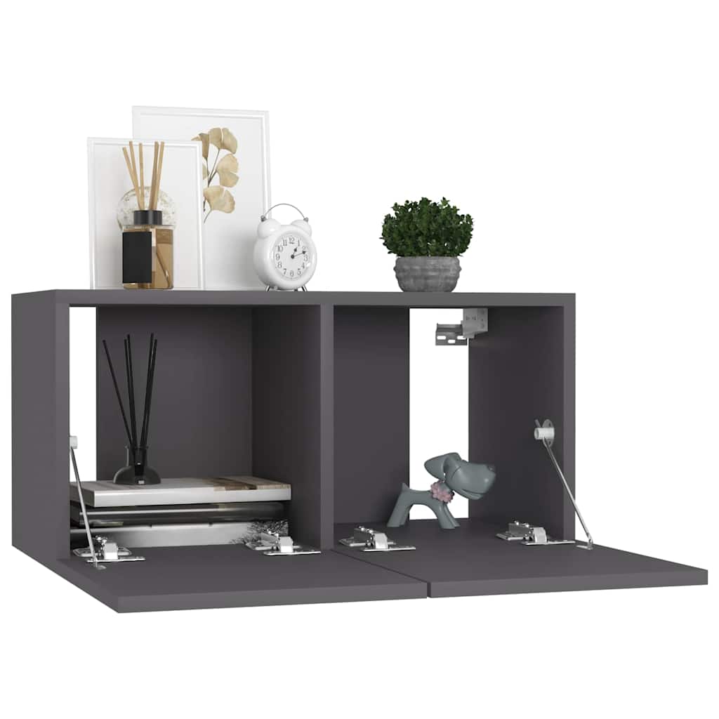 vidaXL Ensemble de meubles TV 4 pièces Gris Bois d'ingénierie