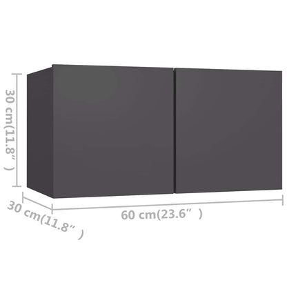 vidaXL Ensemble de meubles TV 4 pièces Gris Bois d'ingénierie