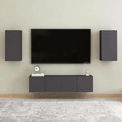 vidaXL Ensemble de meubles TV 4 pièces Gris Bois d'ingénierie