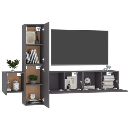 vidaXL Meuble TV 5 pcs Aggloméré Gris