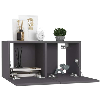 vidaXL Meuble TV, 3 pcs, gris, bois d'ingénierie