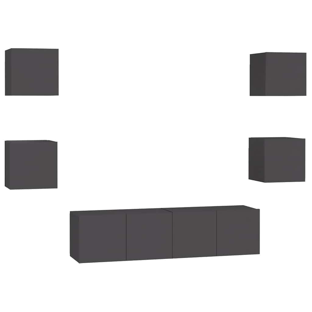 vidaXL Ensemble de meubles TV 6 pièces Gris Bois d'ingénierie