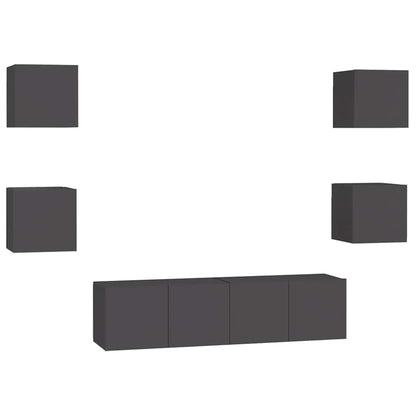 vidaXL Ensemble de meubles TV 6 pièces Gris Bois d'ingénierie