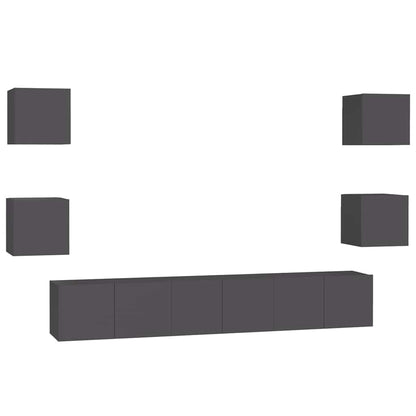 vidaXL Meuble TV, 7 pcs, aggloméré, gris