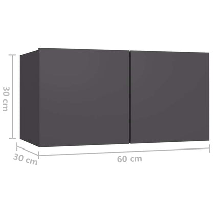 vidaXL Meuble TV, 7 pcs, aggloméré, gris